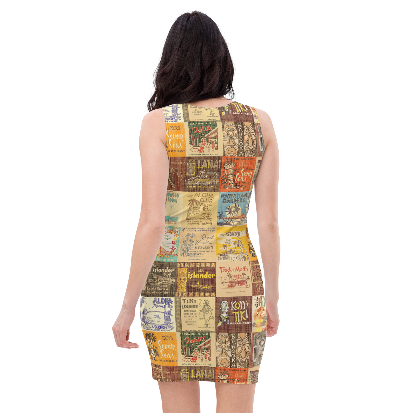 Bodycon dress ~ Vintage Tiki Bar Matchbook Art