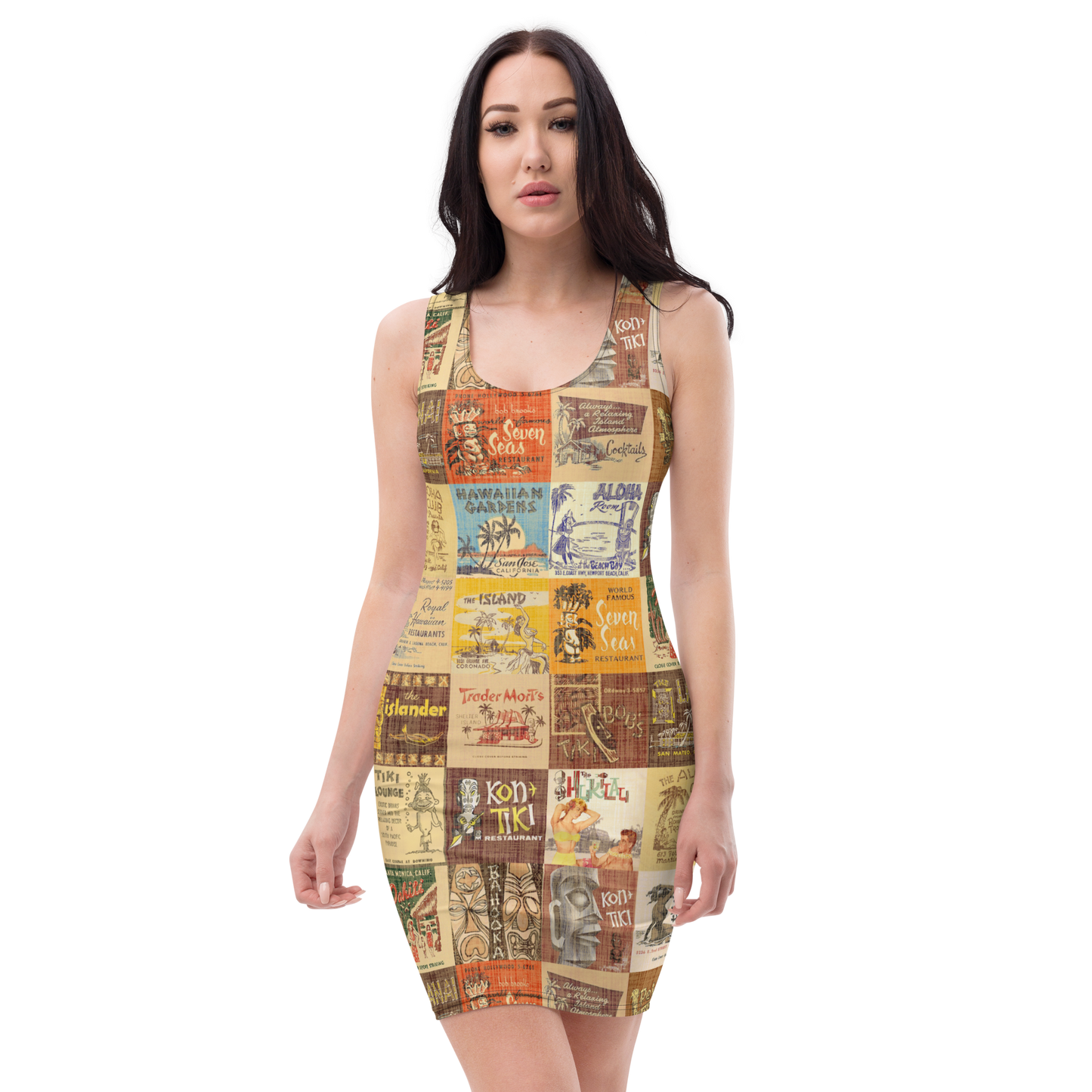 Bodycon dress ~ Vintage Tiki Bar Matchbook Art