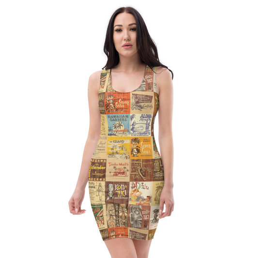 Bodycon dress ~ Vintage Tiki Bar Matchbook Art