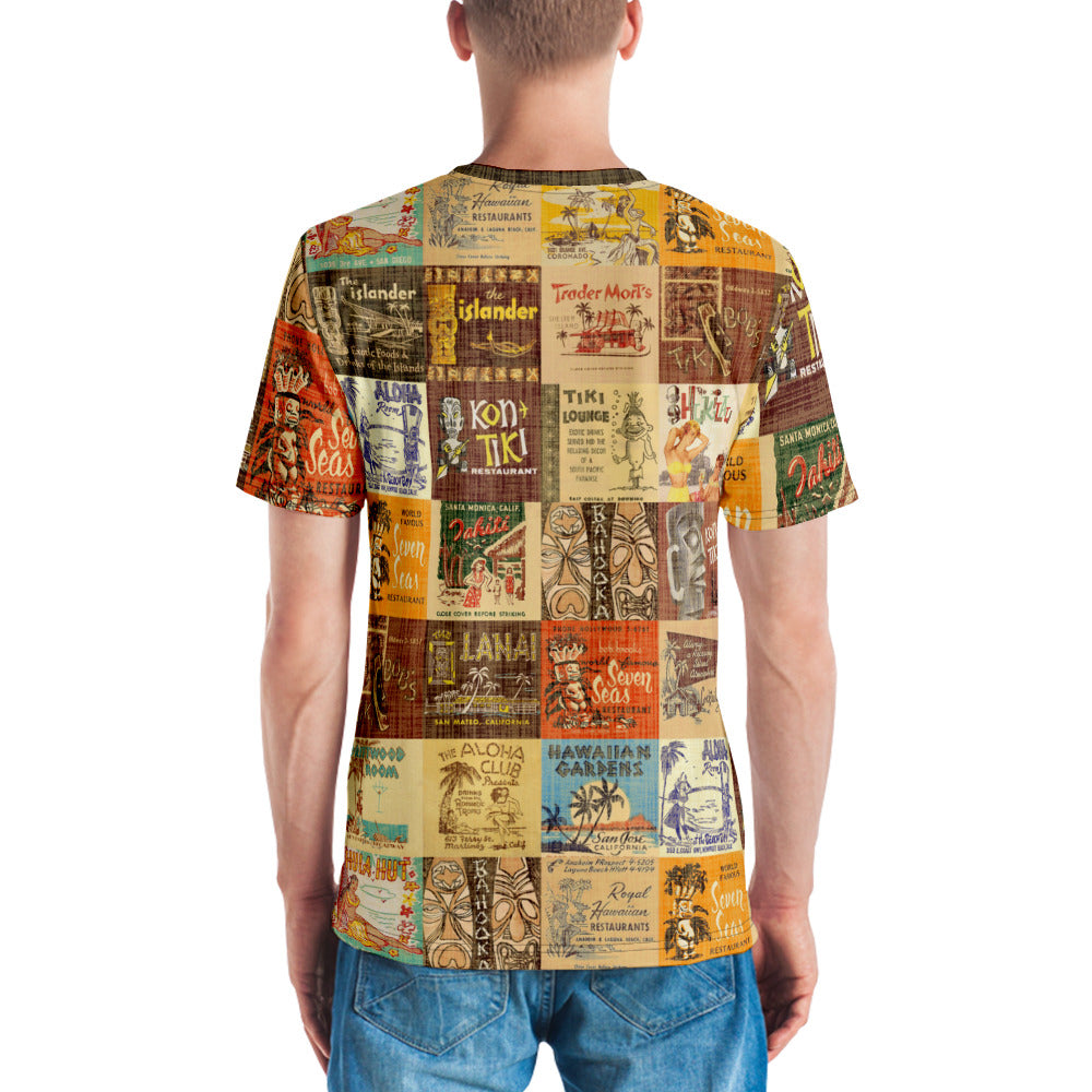 Men's Tiki Bar Shirt ~ Vintage Tiki Bar Matchbook Patchwork Art