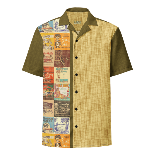 Men's Button Up Shirt ~ Vintage Tiki Bar Matchbook Art