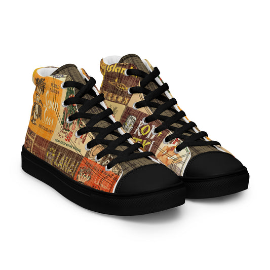 Men’s High Top Tiki Sneakers ~ Vintage Tiki Bar Matchbook Art