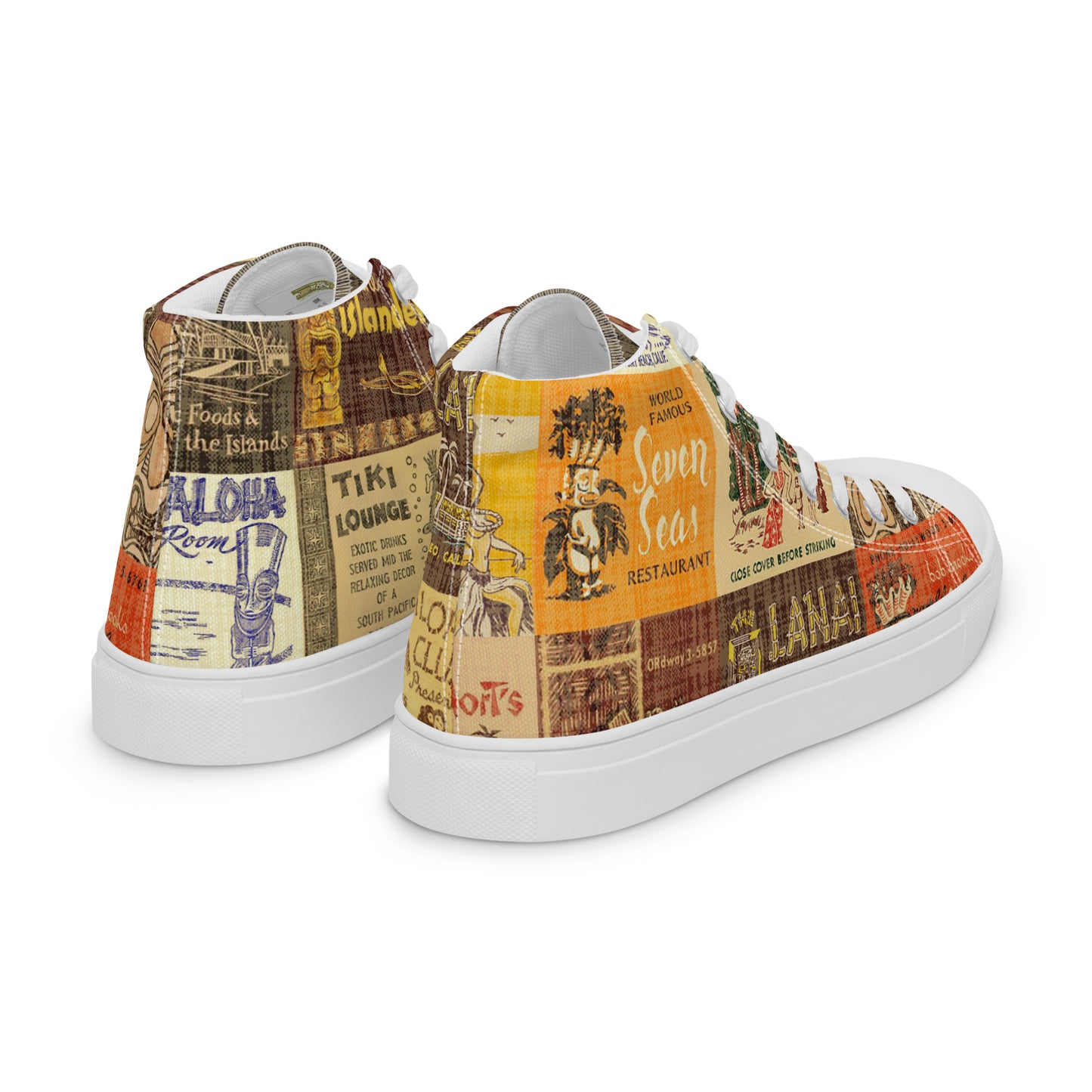 Men’s High Top Tiki Sneakers ~ Vintage Tiki Bar Matchbook Art