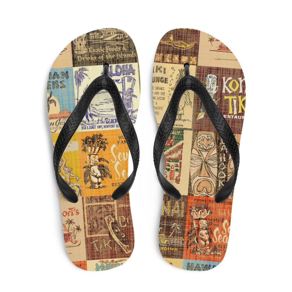 Flip Flop Sandals ~ Vintage Tiki Bar Matchbook Art